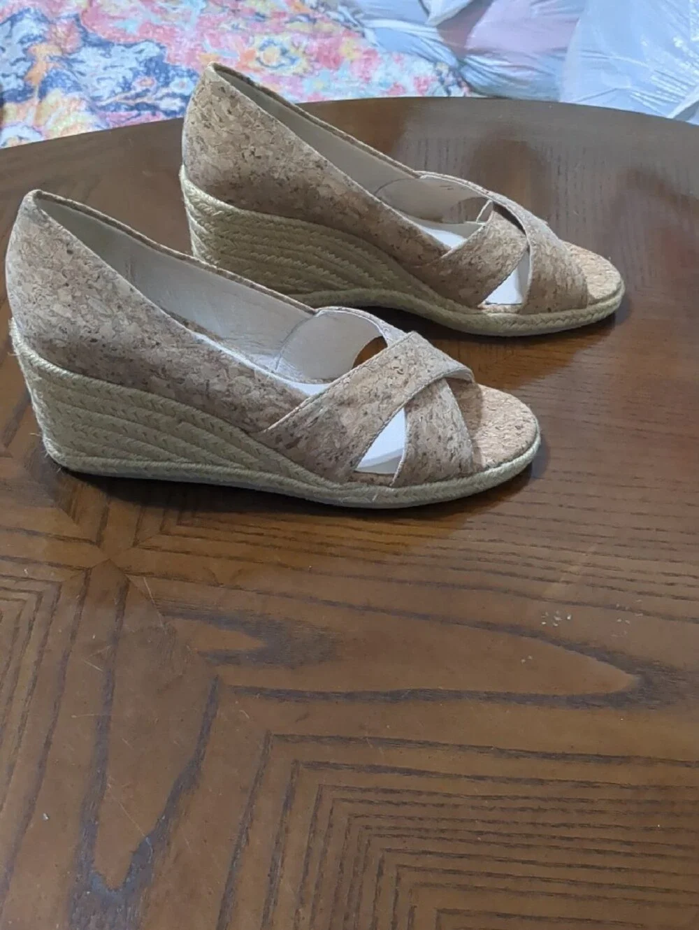Jack Rogers Cork Crisscross Wedge Sandals - Natural